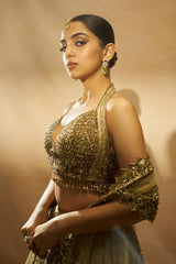 Ahsaas Channa In Gold Tulle Lehenga Choli Set