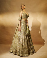 Gold Tulle Lehenga Choli Set