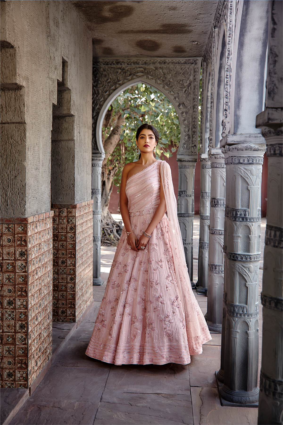 Pink Rust Gown Blush Pink Gown Set