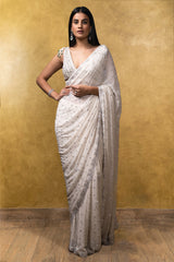 Ivory Georgette Saree