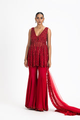 Krishna Talesara In RED SHARARA SET