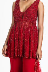 Krishna Talesara In RED SHARARA SET