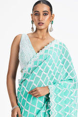 SEA GREEN GEORGETTE SAREE BLOUSE