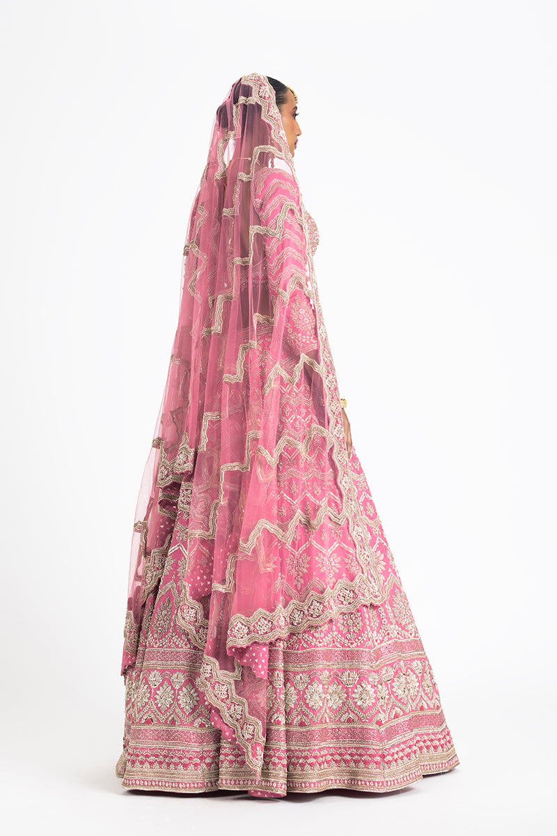 PINK RAW SILK LEHENGA SET