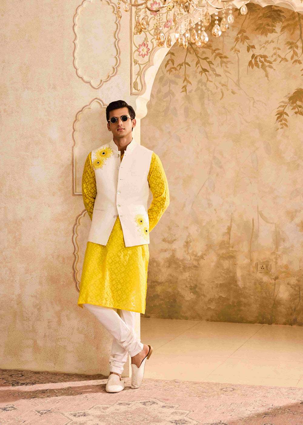 Floral Bundi Yellow Kurta Churidar
