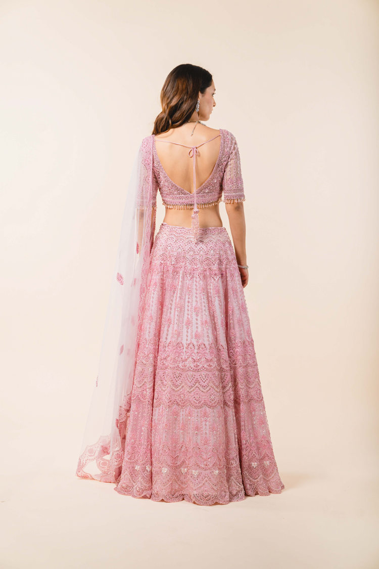 Powder Pink Tulle Lehenga Choli Set