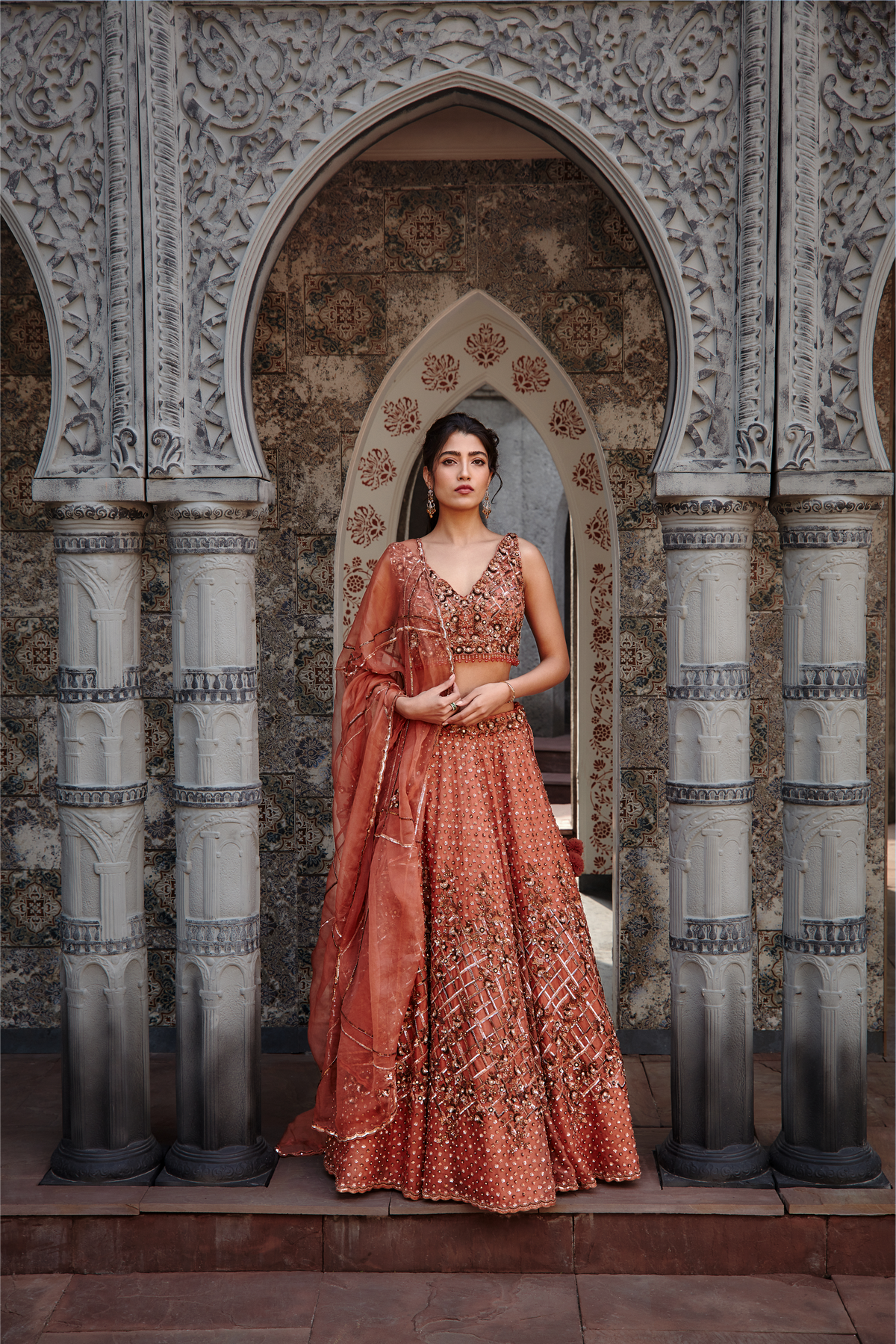 Copper Lehenga Choli Set