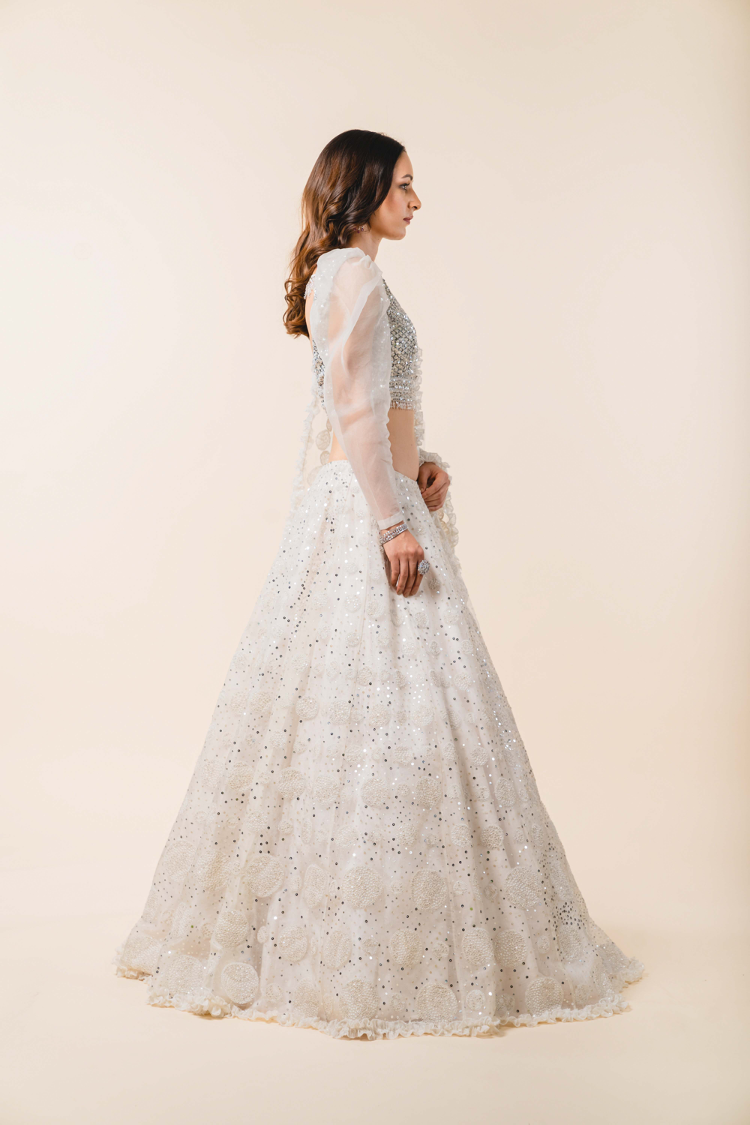 Ivory Organza Lehenga Choli Set