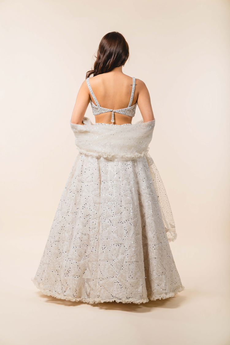 Ivory Organza Lehenga Choli Set