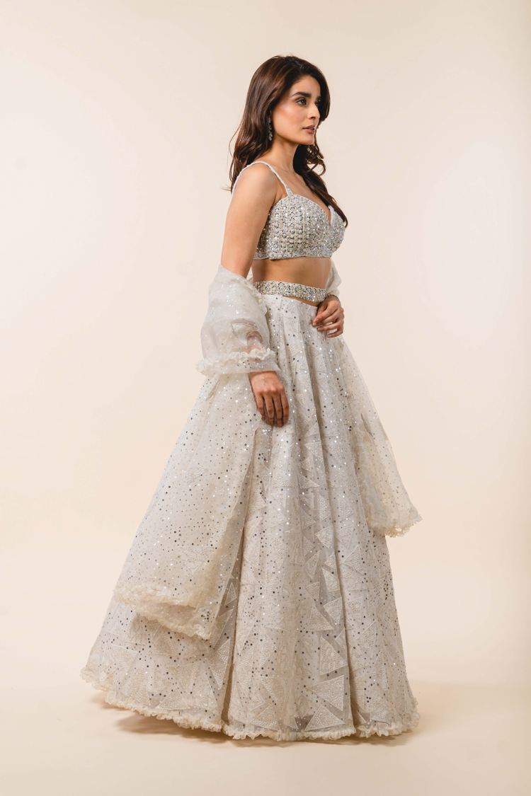 Ivory Organza Lehenga Choli Set