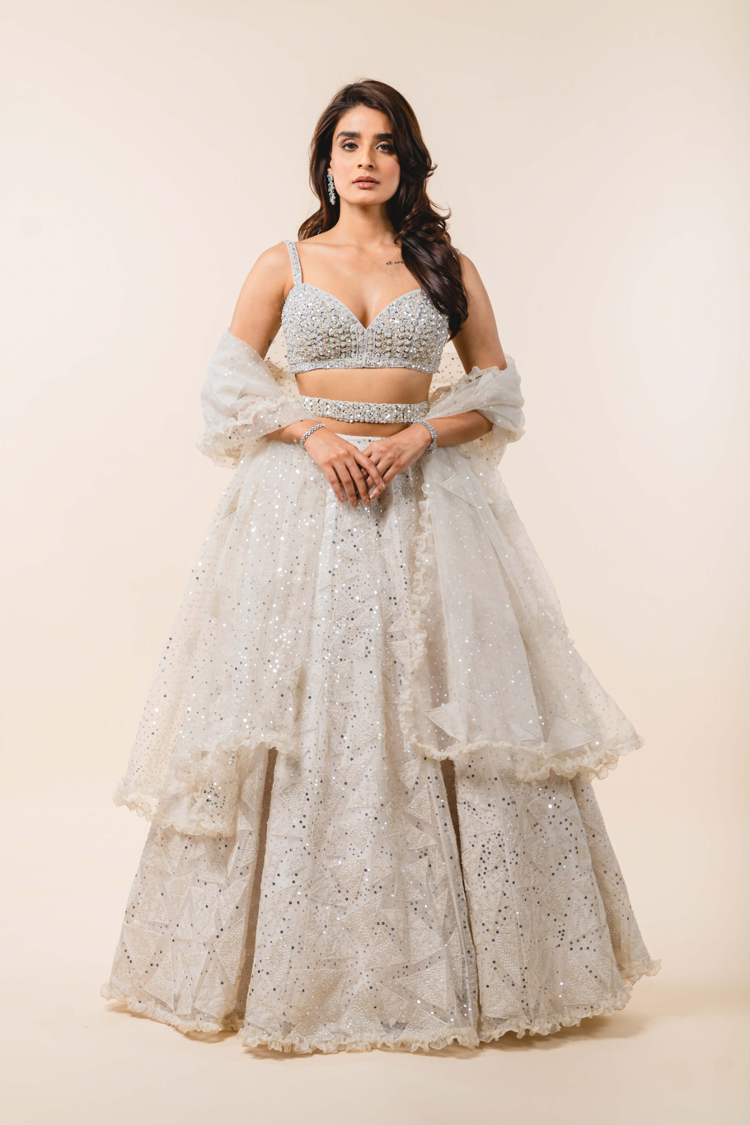 Ivory Organza Lehenga Choli Set