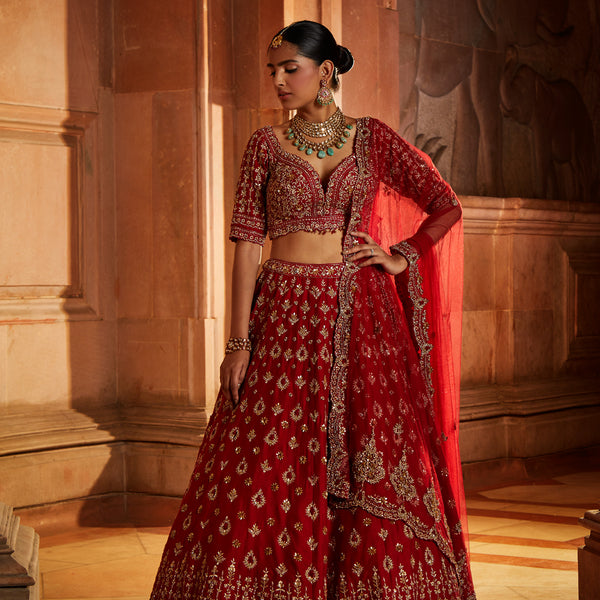 Red Silk Bridal Lehenga Choli 273166