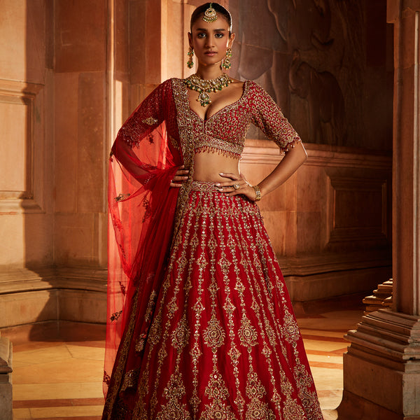 Red Indian Pakistani Lehenga Choli Shadi Dress Bridal Jora New Traditional  Gown | eBay