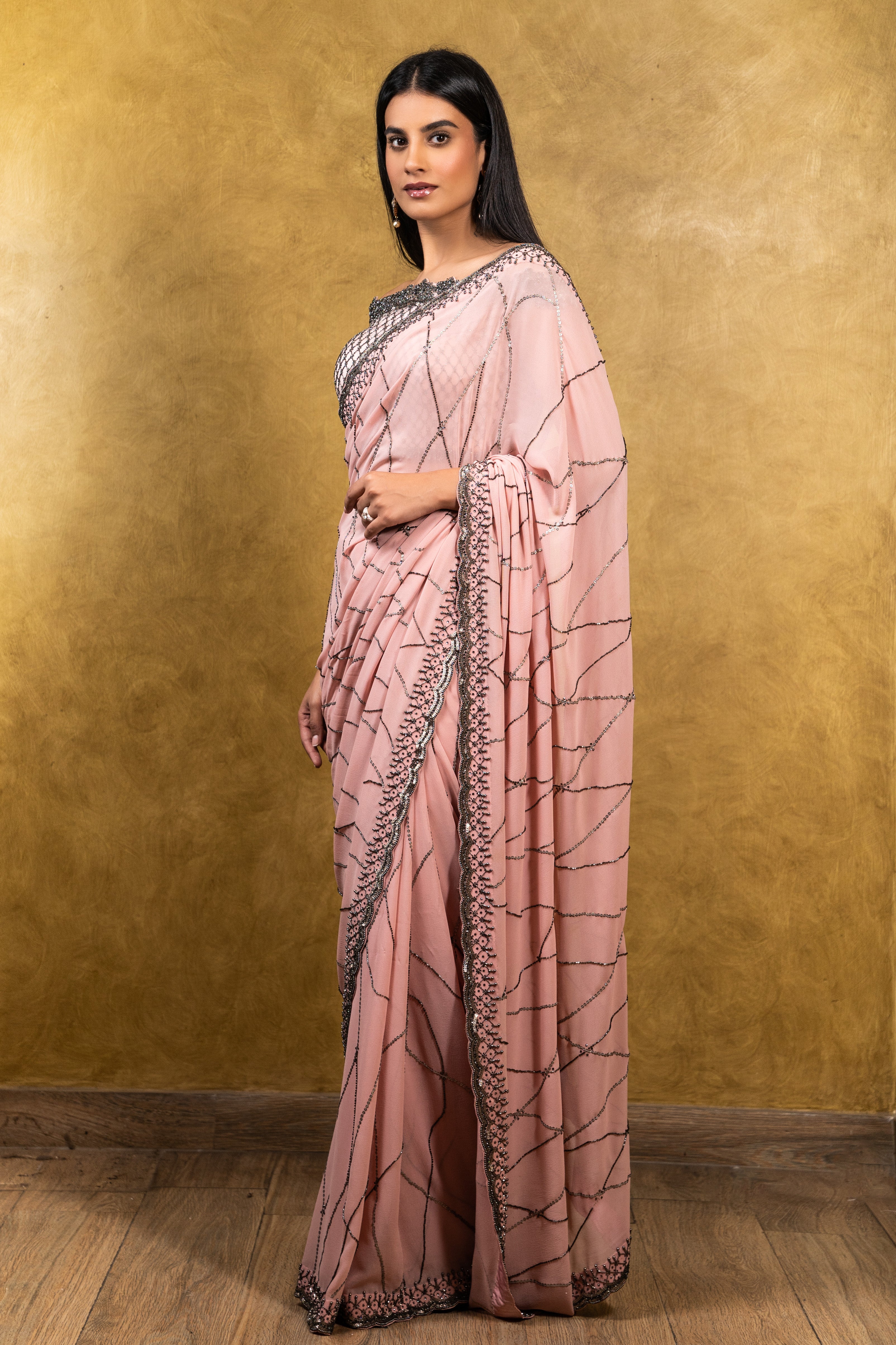 Soft Rose Georgette Saree