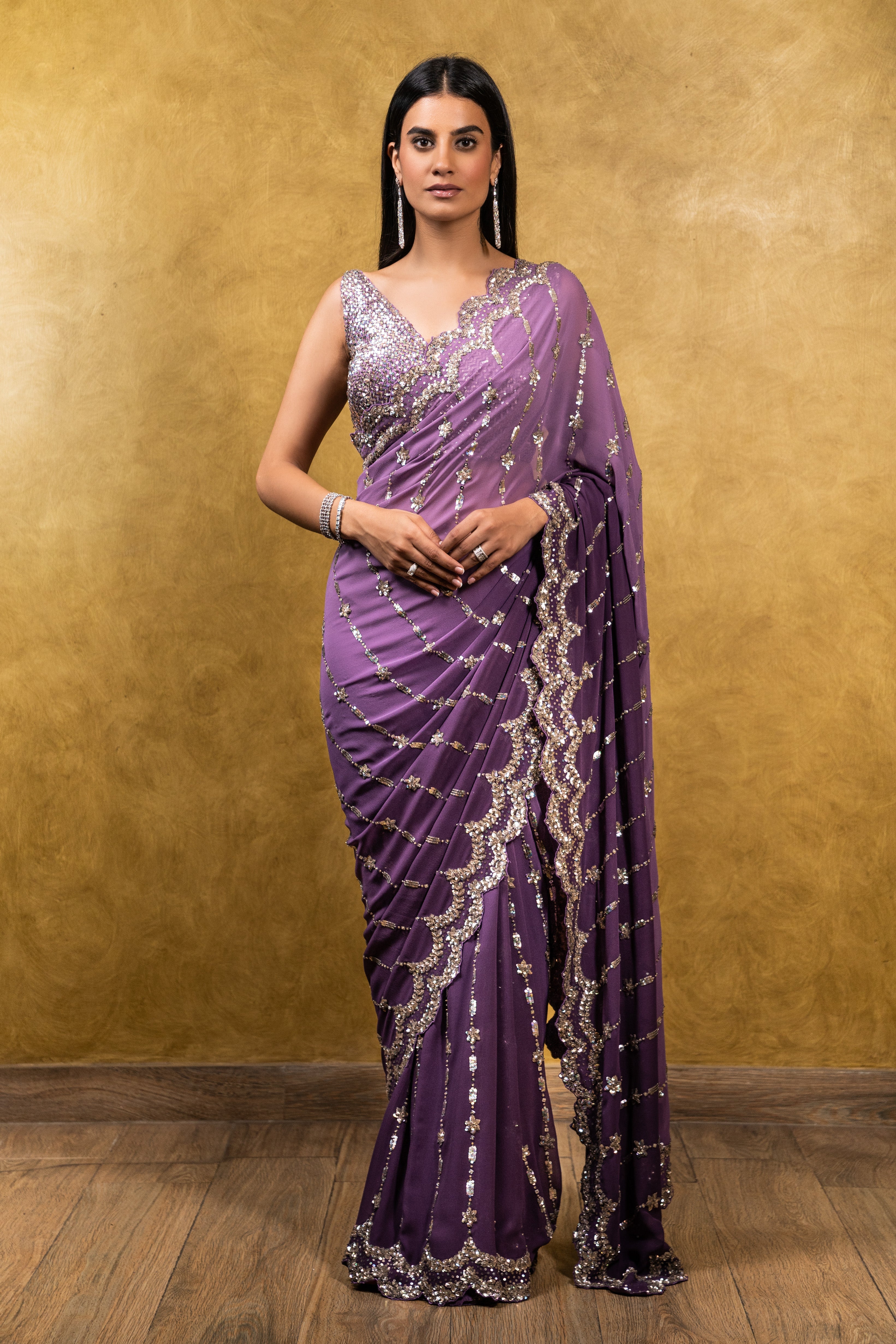 Mauve Georgette Saree