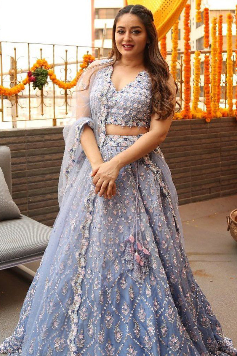 Mahhi Vij in Blue Ombré Organza Lehenga Set