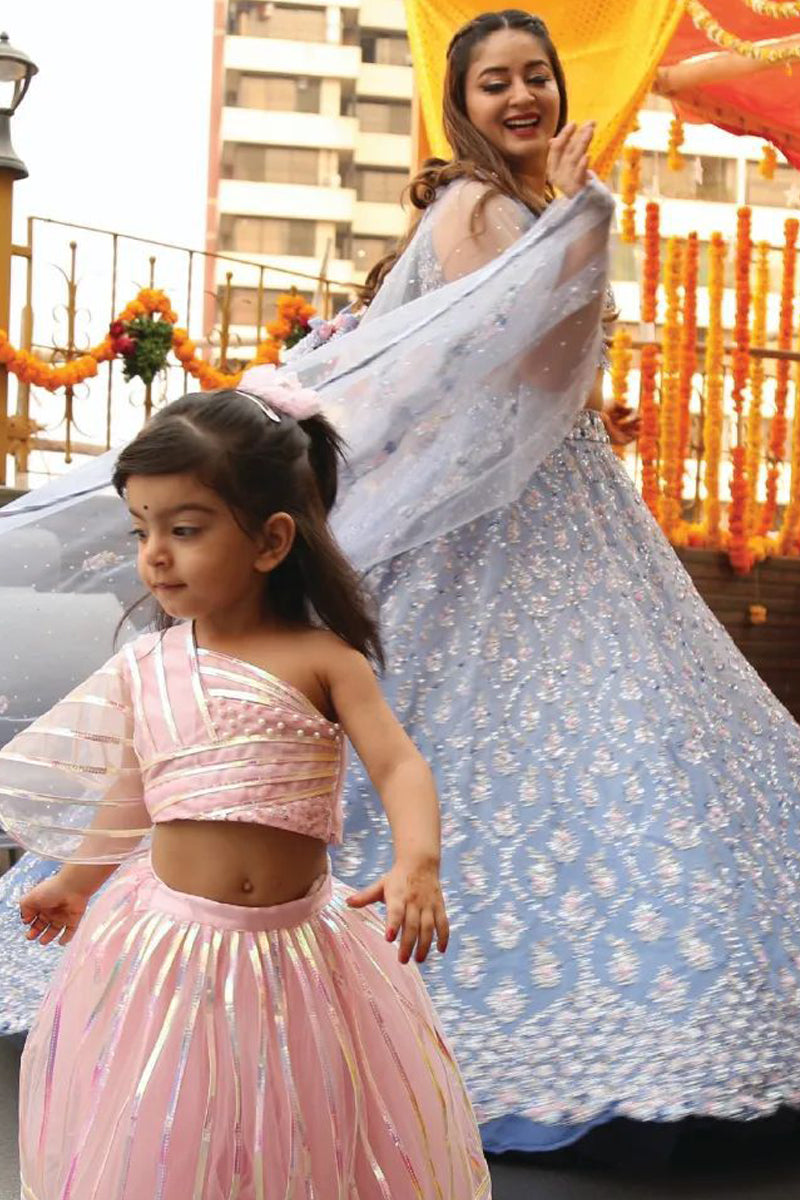Mahhi Vij in Blue Ombré Organza Lehenga Set