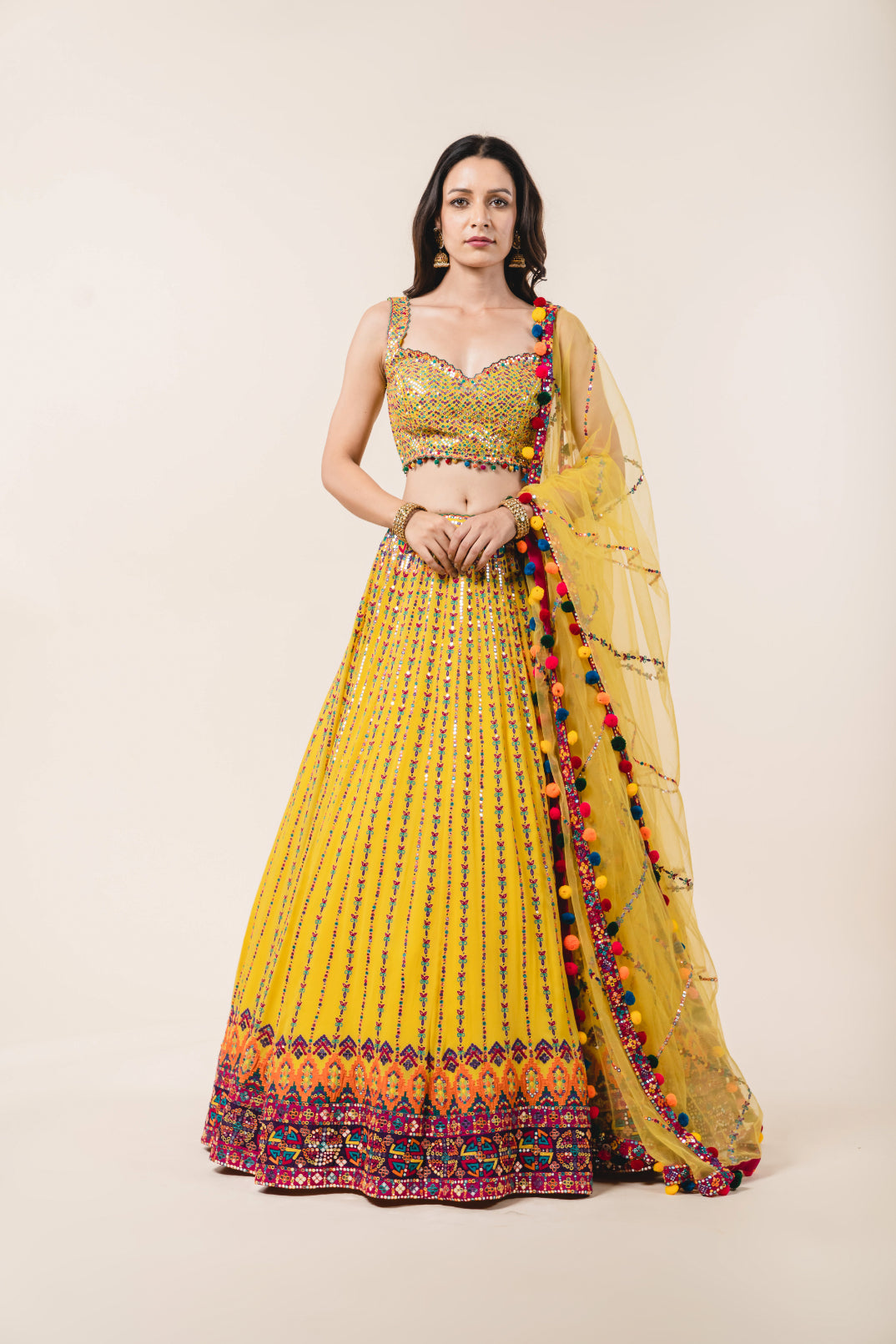 Yellow Georgette Lehenga Choli Set