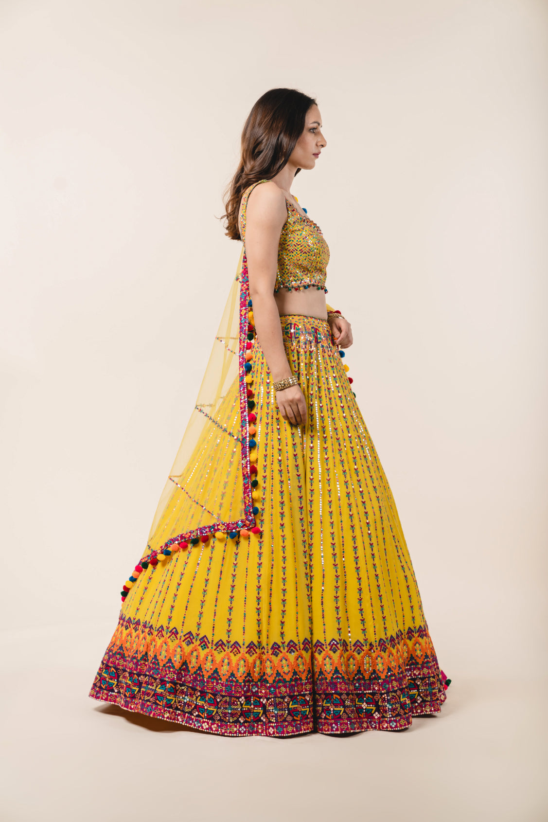 Yellow Georgette Lehenga Choli Set