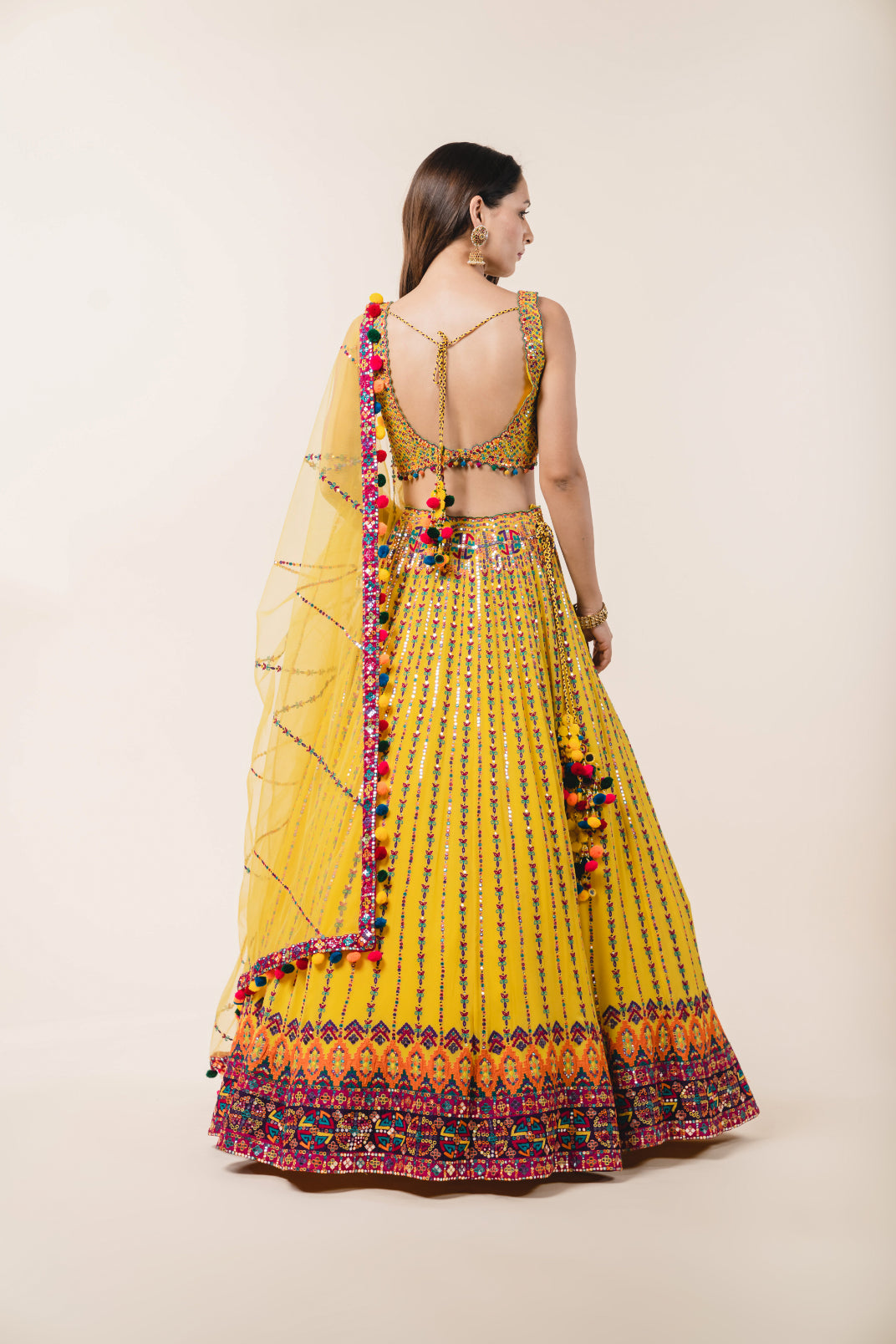 Yellow Georgette Lehenga Choli Set