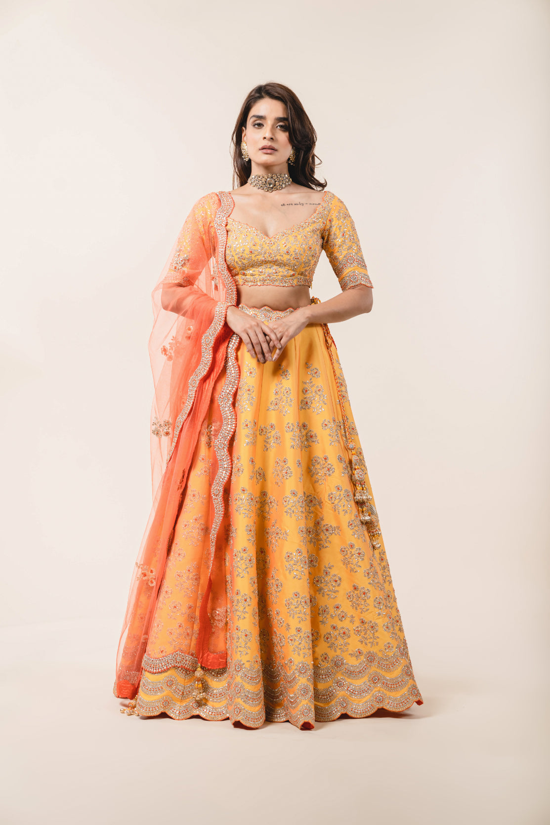 Mango Yellow Taffeta Lehenga Choli Set