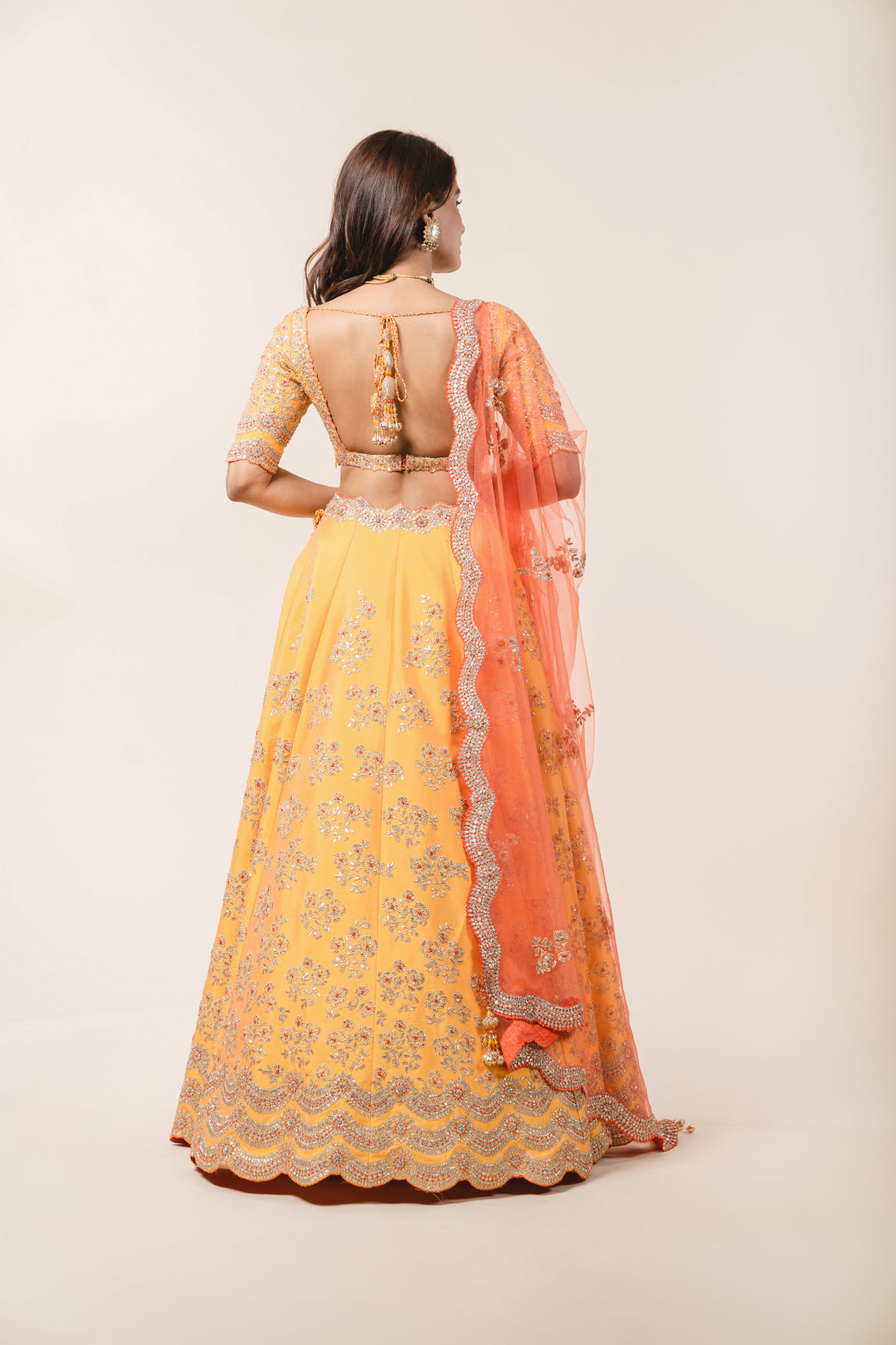Mango Yellow Taffeta Lehenga Choli Set