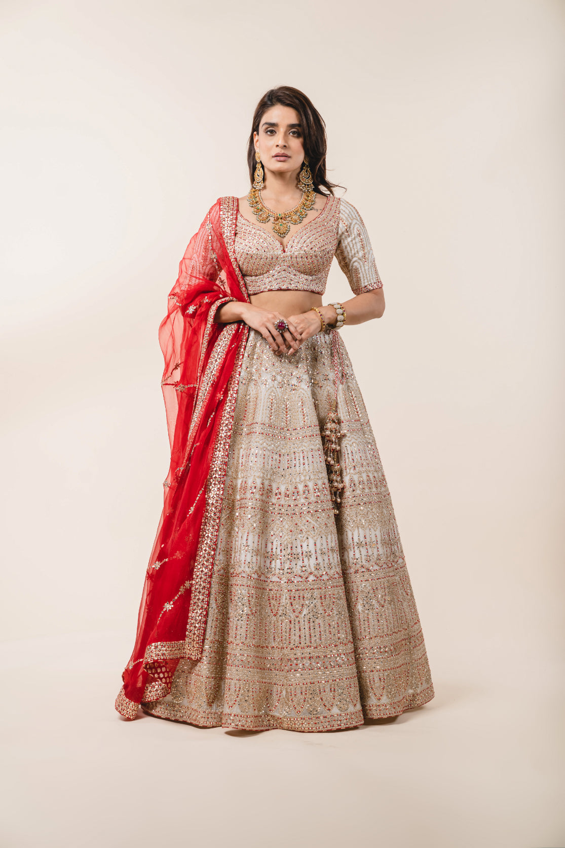 Ivory Organza Lehenga Choli Set