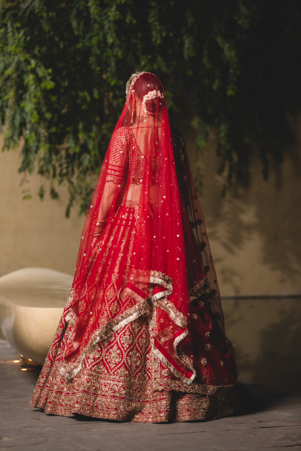 SCARLET SILK LEHENGA CHOLI SET
