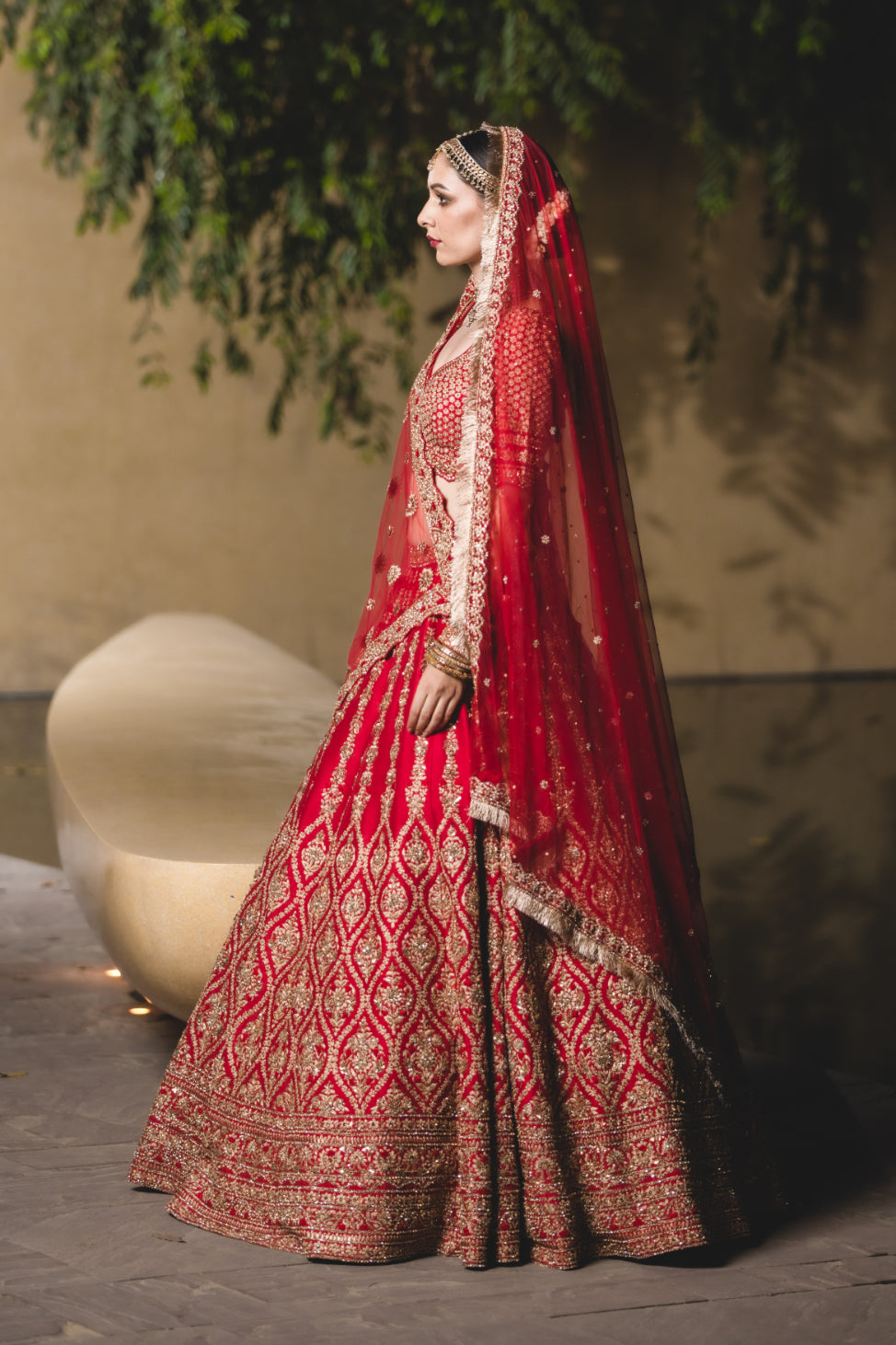 SCARLET SILK LEHENGA CHOLI SET