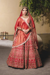 Vermillion Silk Lehenga Choli Set