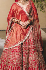 Vermillion Silk Lehenga Choli Set