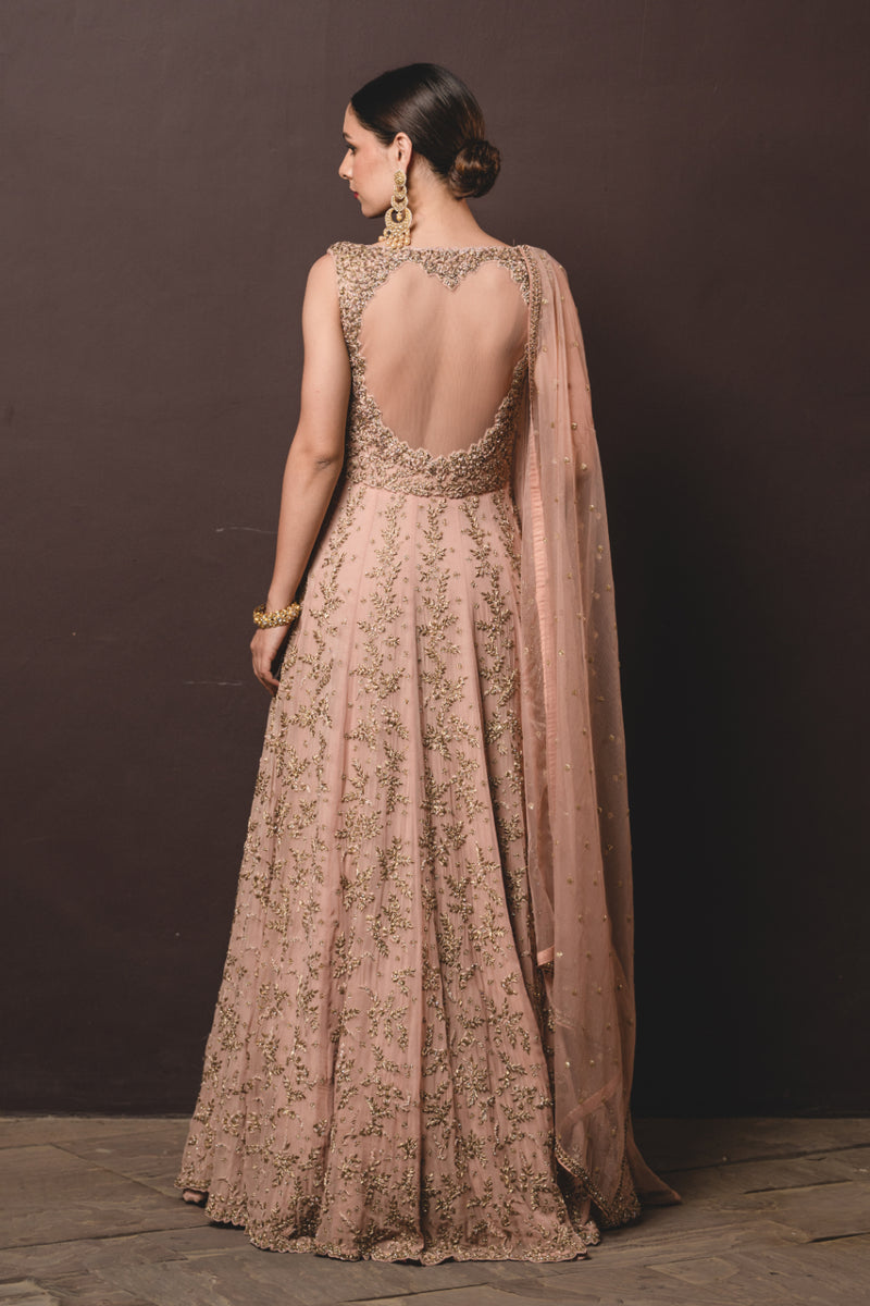 Tea Rose Shimmer Georgette Gown