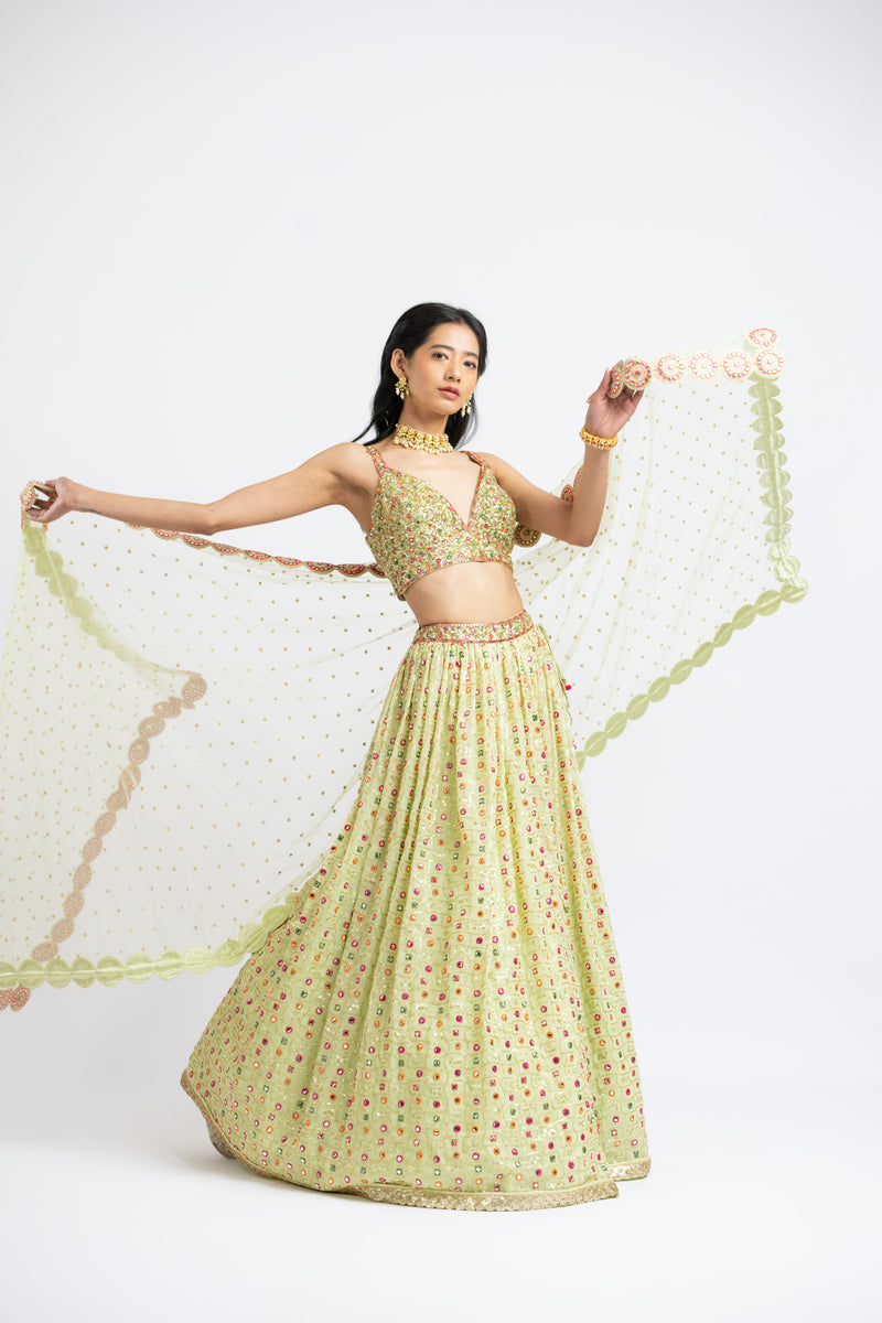 Mehendi Green Lehenga Choli Set