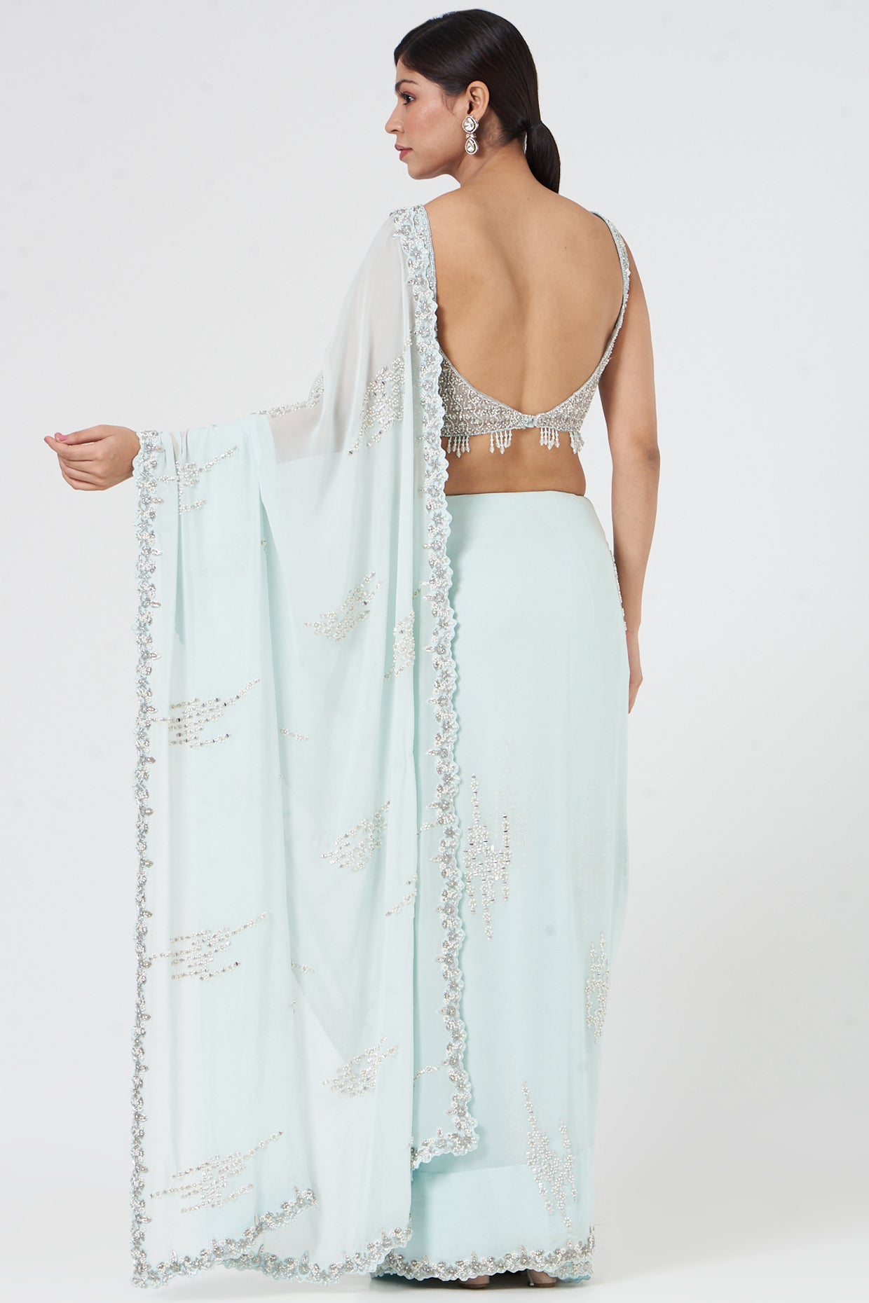 Aqua Blue Georgette Saree Blouse