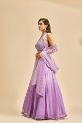 Lilac Mukaish Lehenga