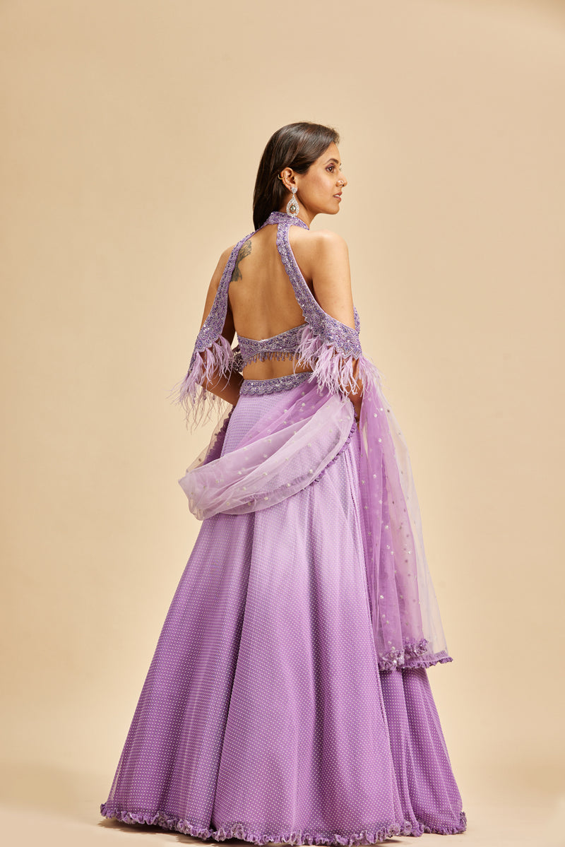 Lilac Mukaish Lehenga