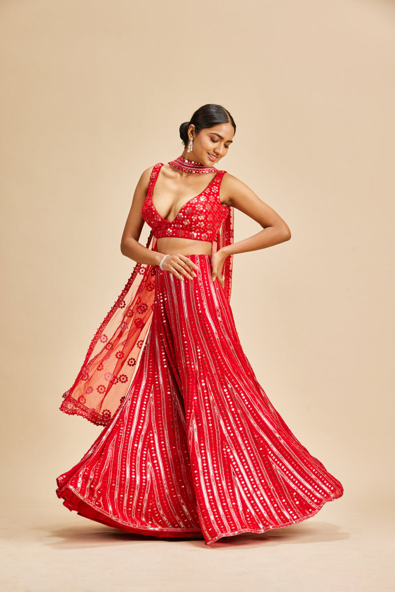 Red Sharara Set