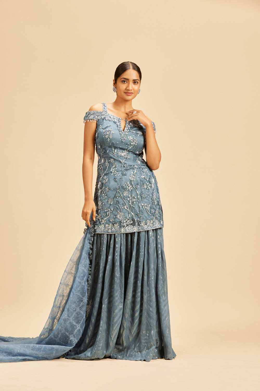 Dark Grey Sharara Set