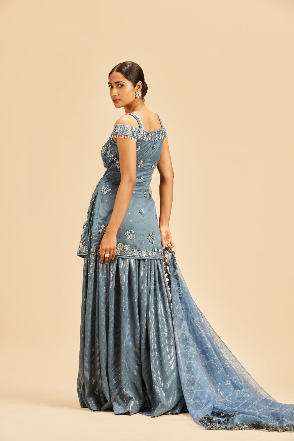 Dark Grey Sharara Set