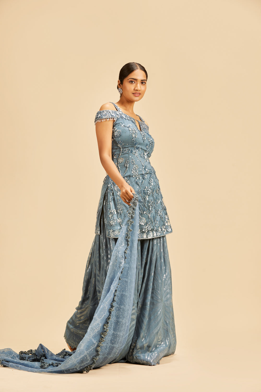 Dark Grey Sharara Set