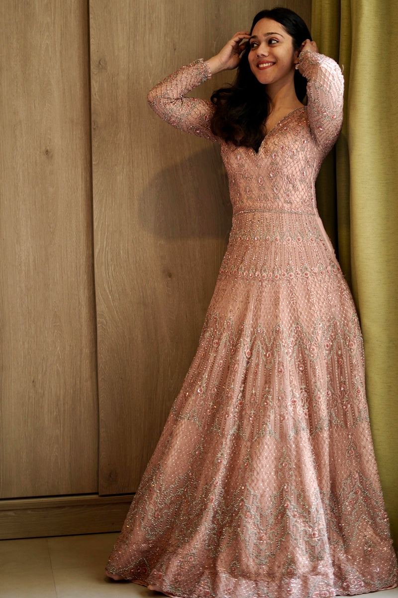 Ratnika Vyas in Peach Tulle Gown & Dupatta Set