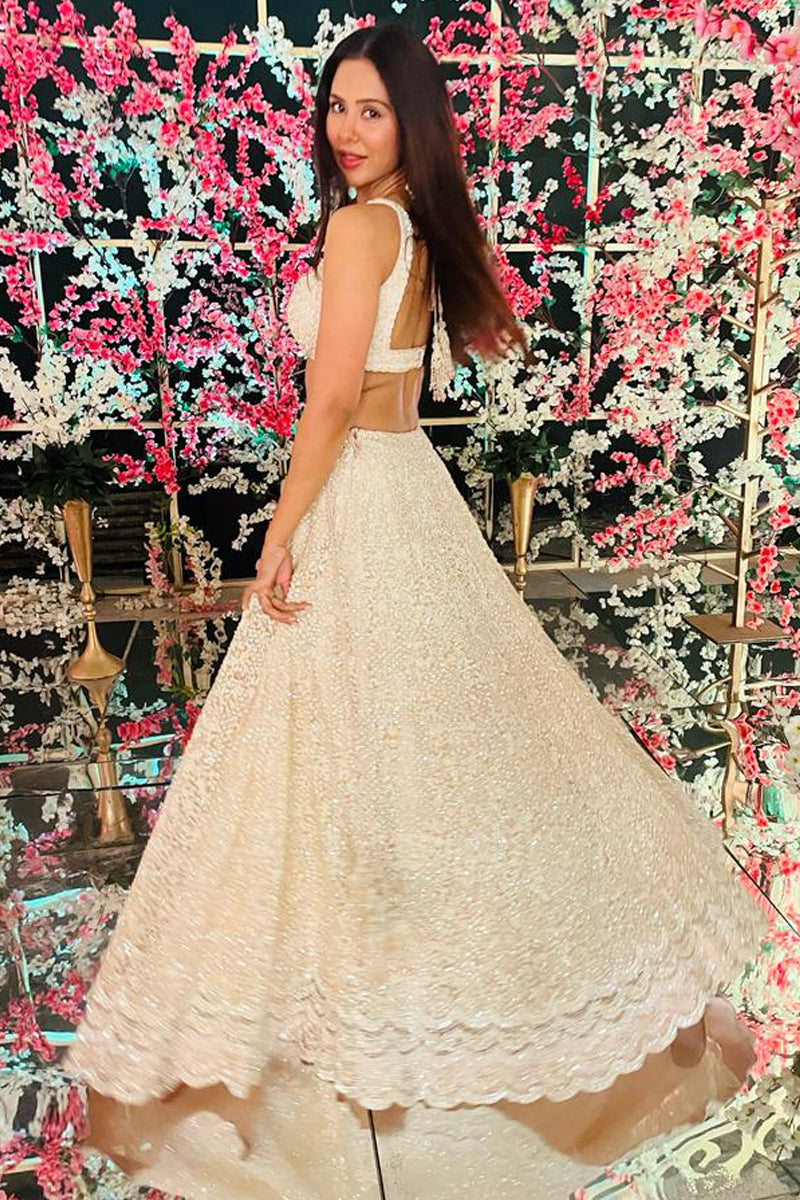 Sonam Bajwa in Blush Tulle Lehenga Set