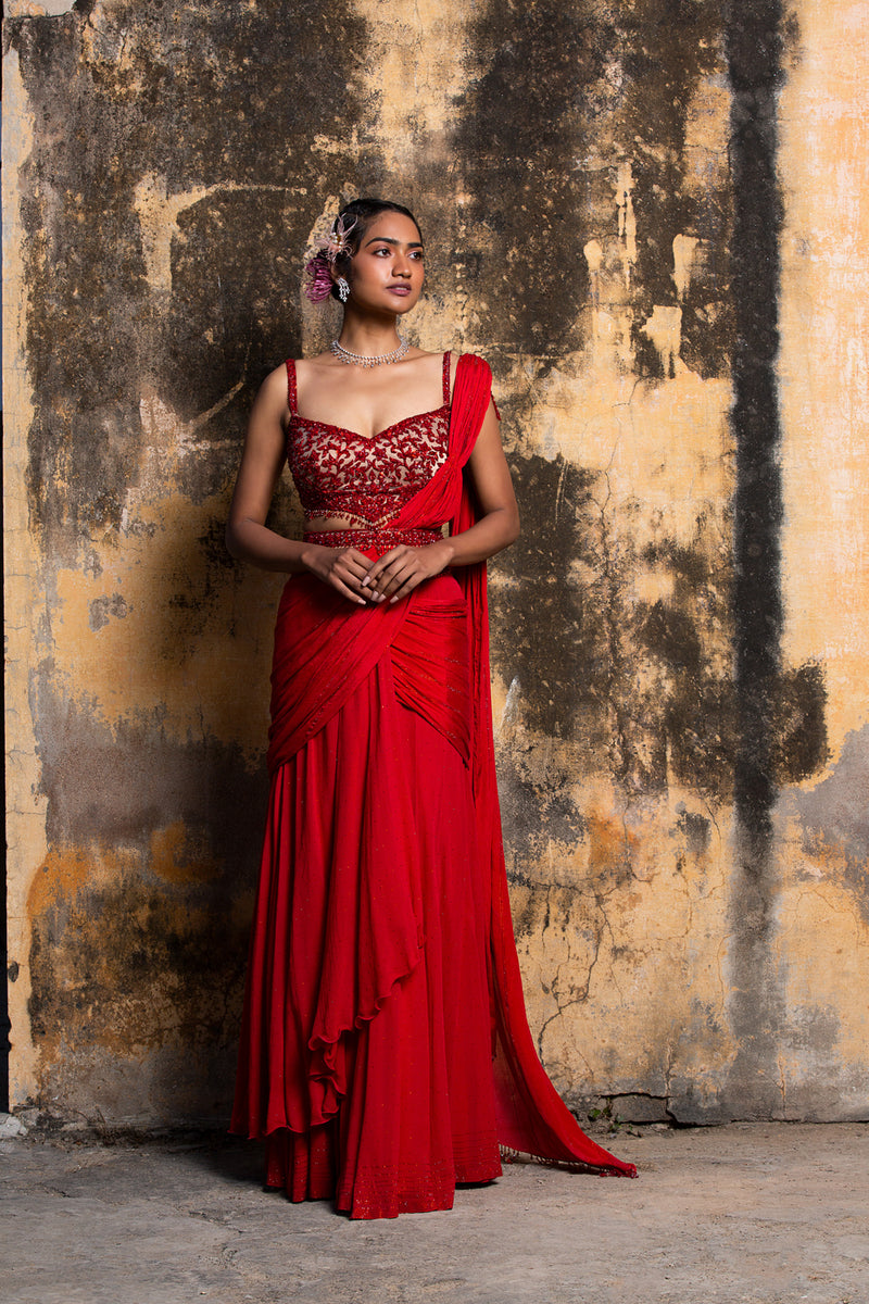 red dress saree Party Wear Hot Red Saree Sensational Red Saree Collections For Parties
