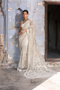 Cream Net Saree