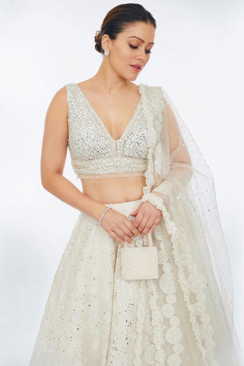 Waluscha in Ivory Organza Lehenga Choli Set